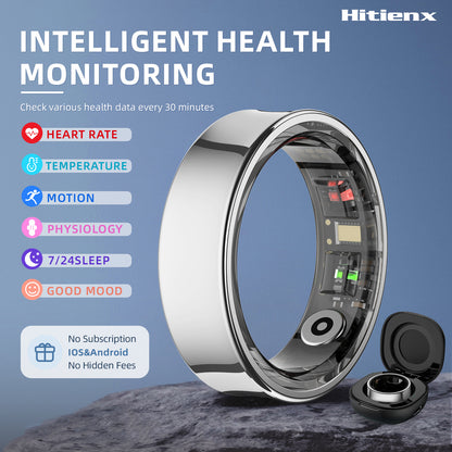 Hitienx Smart Ring 3, Fitness Tracker with 24/7 Sleep Tracking, Heart Rate, Temperature Monitoring, Stress &amp; Cycle Insights, Family Care Mode, No Subscription for Men &amp; Women, Android &amp; iOS Compatible, Wearable, Waterproof